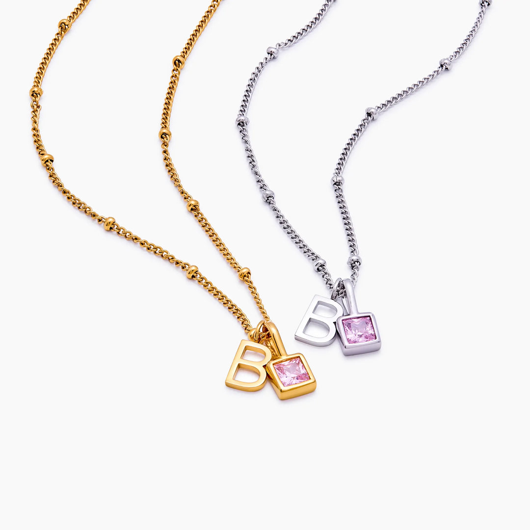 Calista Birthstone Initial Necklace
