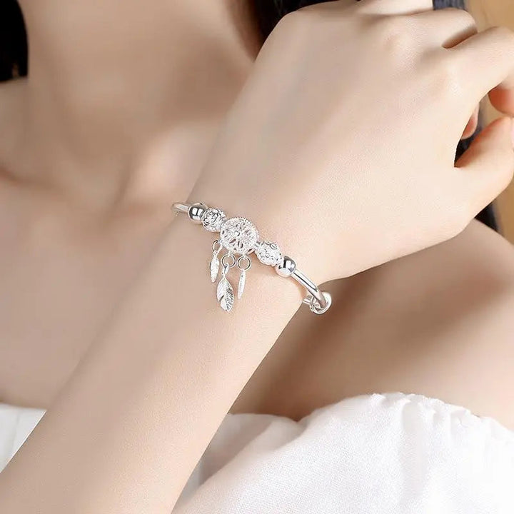 Adjustable Dreamcatcher Bracelet in Silver