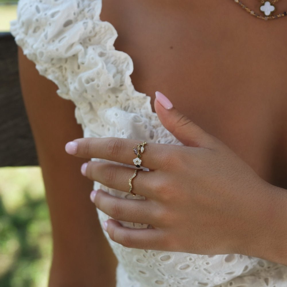 Zenya Crystal Wave Ring