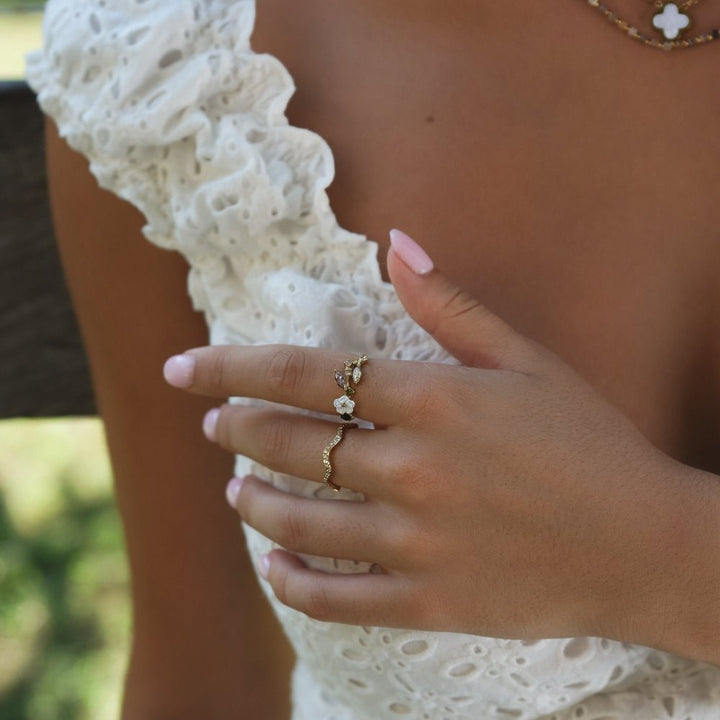 Zenya Crystal Wave Ring